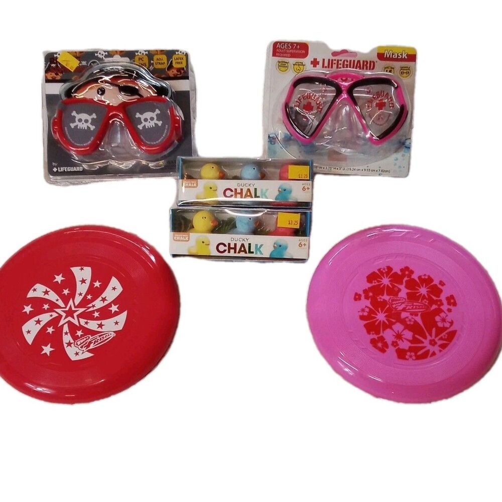 Beach/‎ Outdoor  Set Up Frisbees/ Chalk /Floats/ Goggles